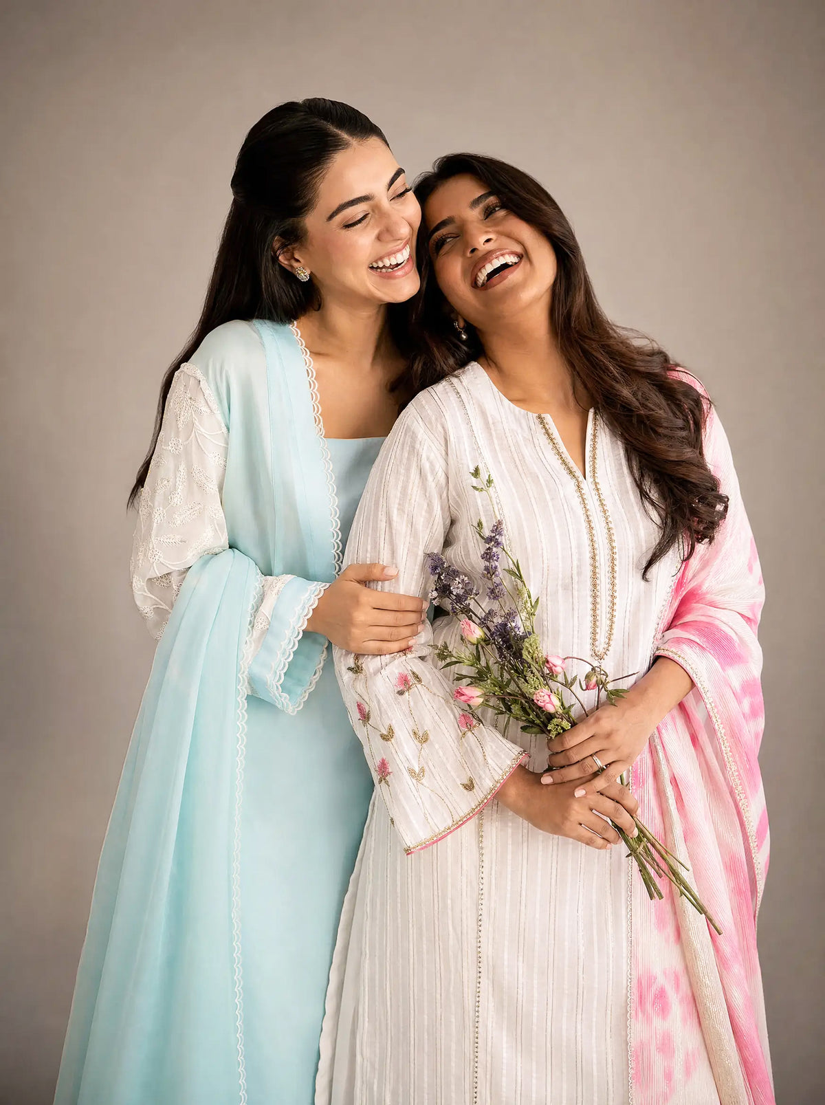 Ice Blue Embroidered Kurta Set