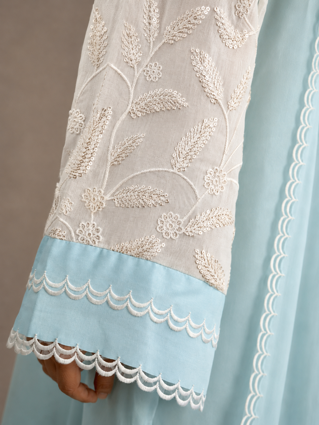 Ice Blue Embroidered Kurta Set