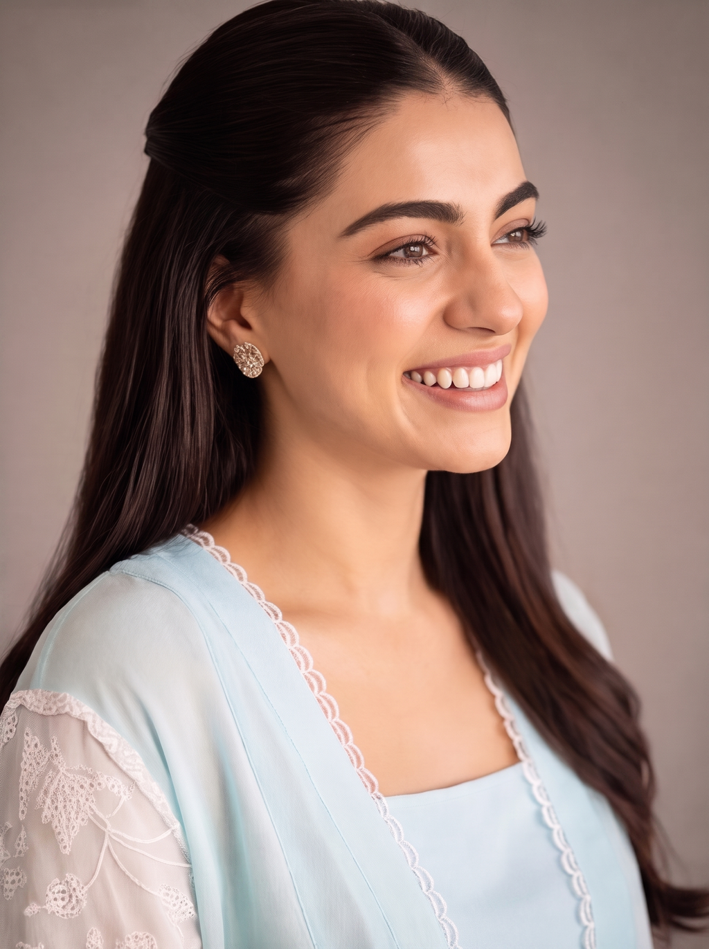 Ice Blue Embroidered Kurta Set