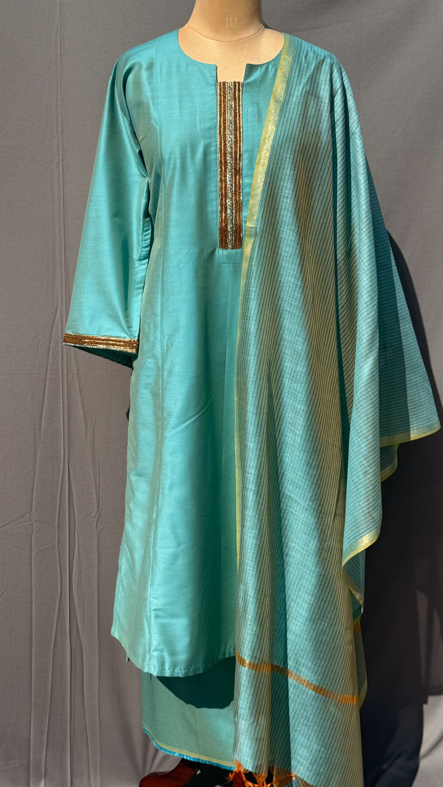 Aqua Zari Kurta Set