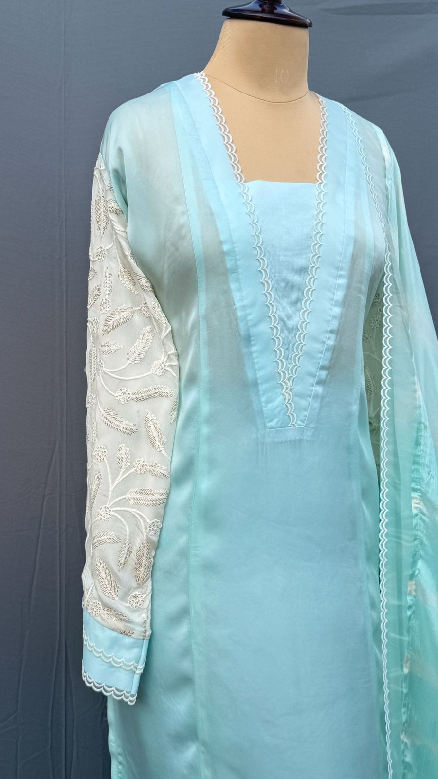 Ice Blue Embroidered Kurta Set