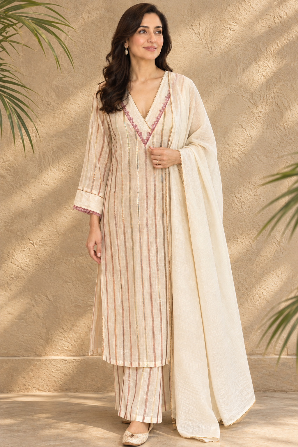 Champagne Stripe Suit Set