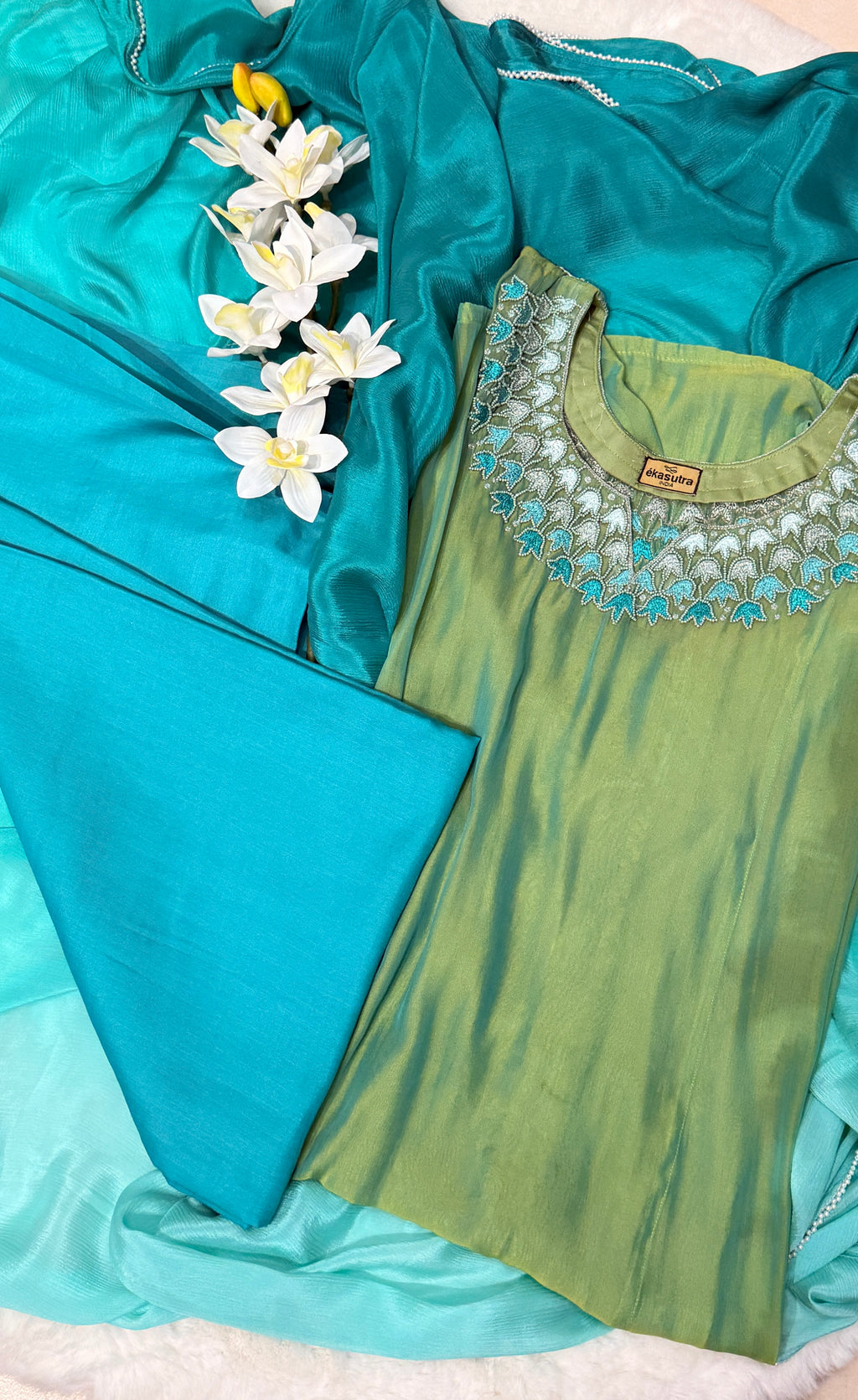 AQUA AURA SUIT SET- AQUA & SEA GREEN
