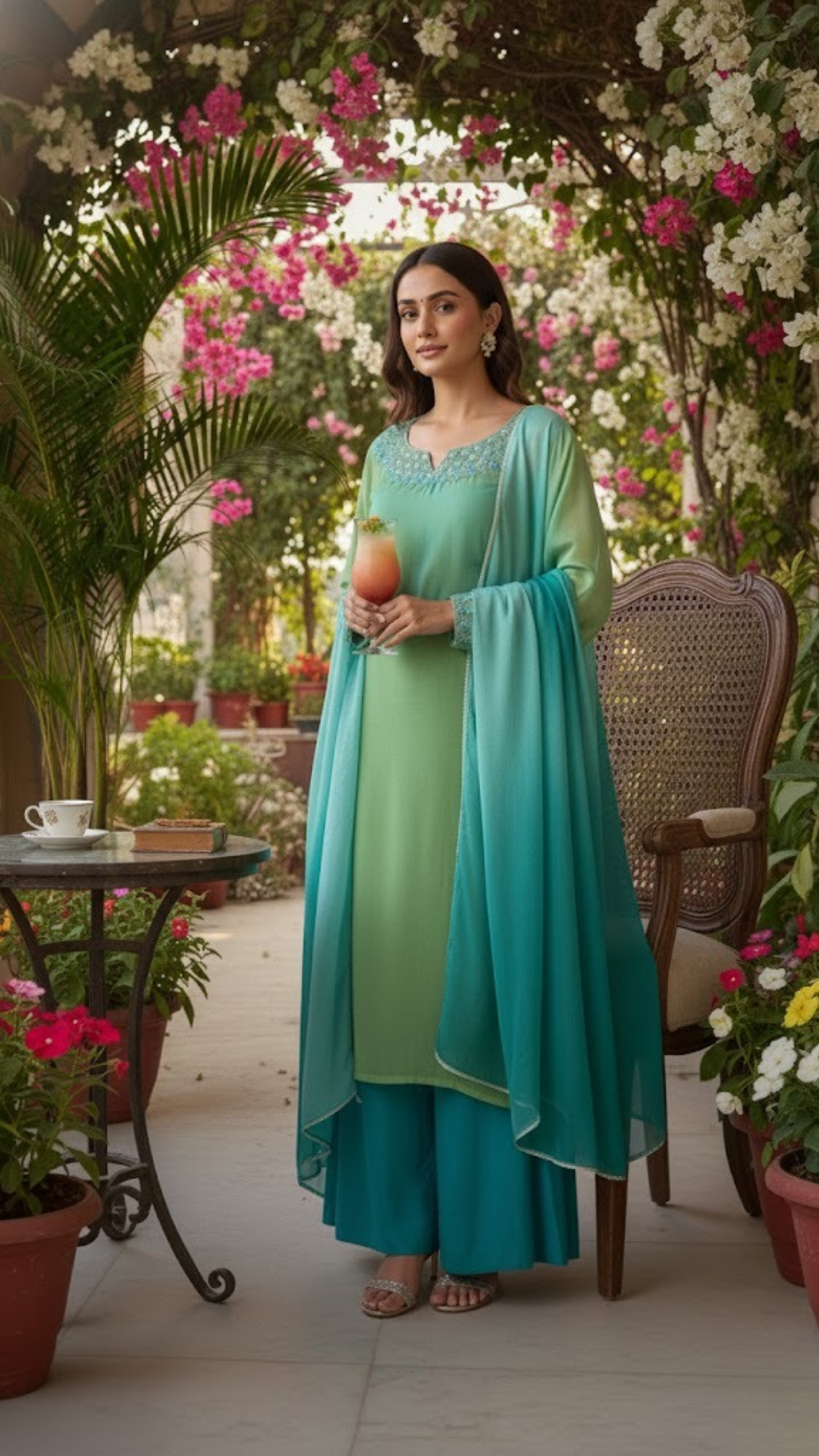 AQUA AURA SUIT SET- AQUA & SEA GREEN