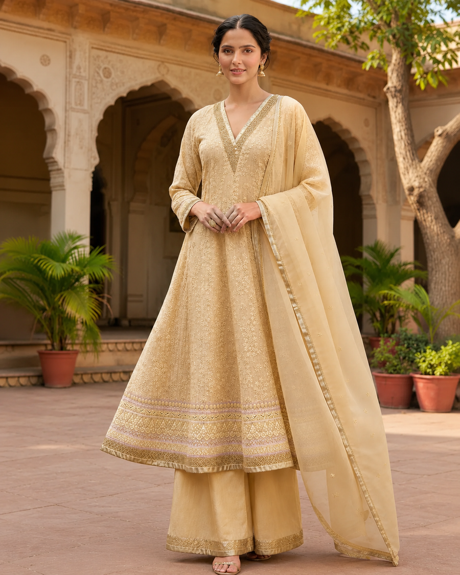 Golden Heirloom Anarkali Suit