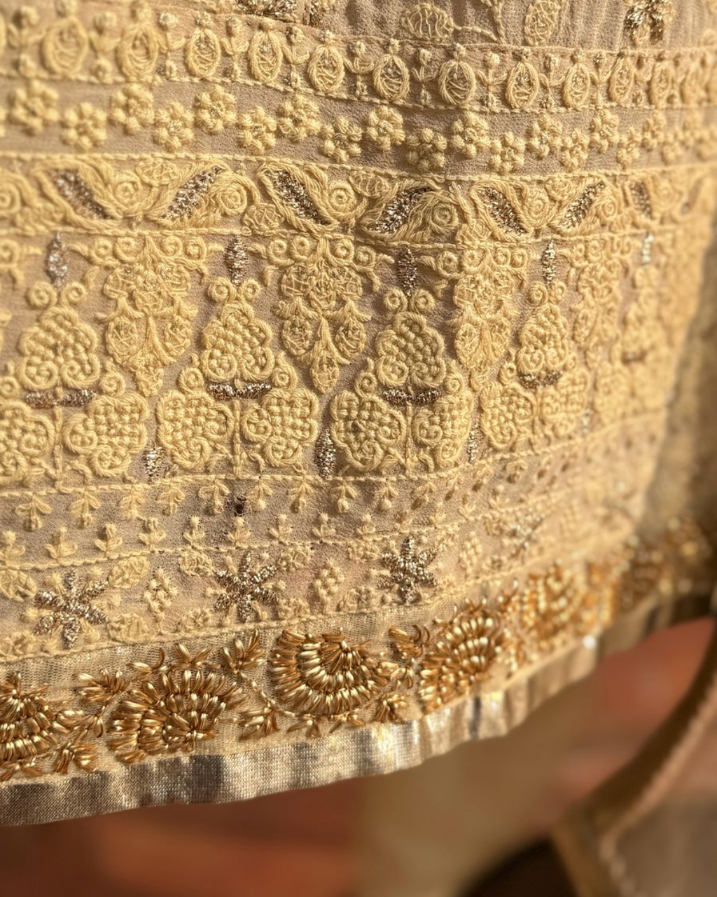 Golden Heirloom Anarkali Suit - Champagne Beige