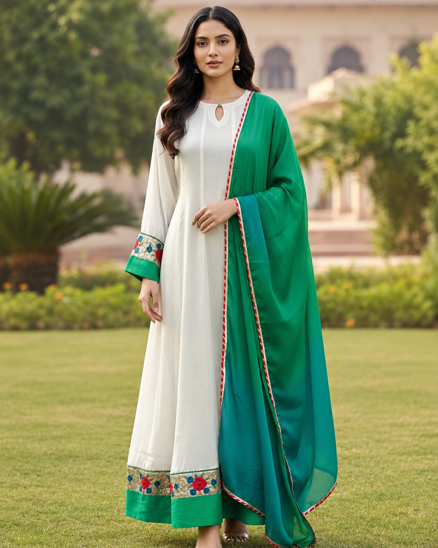 Emerald Bloom Anarkali Set