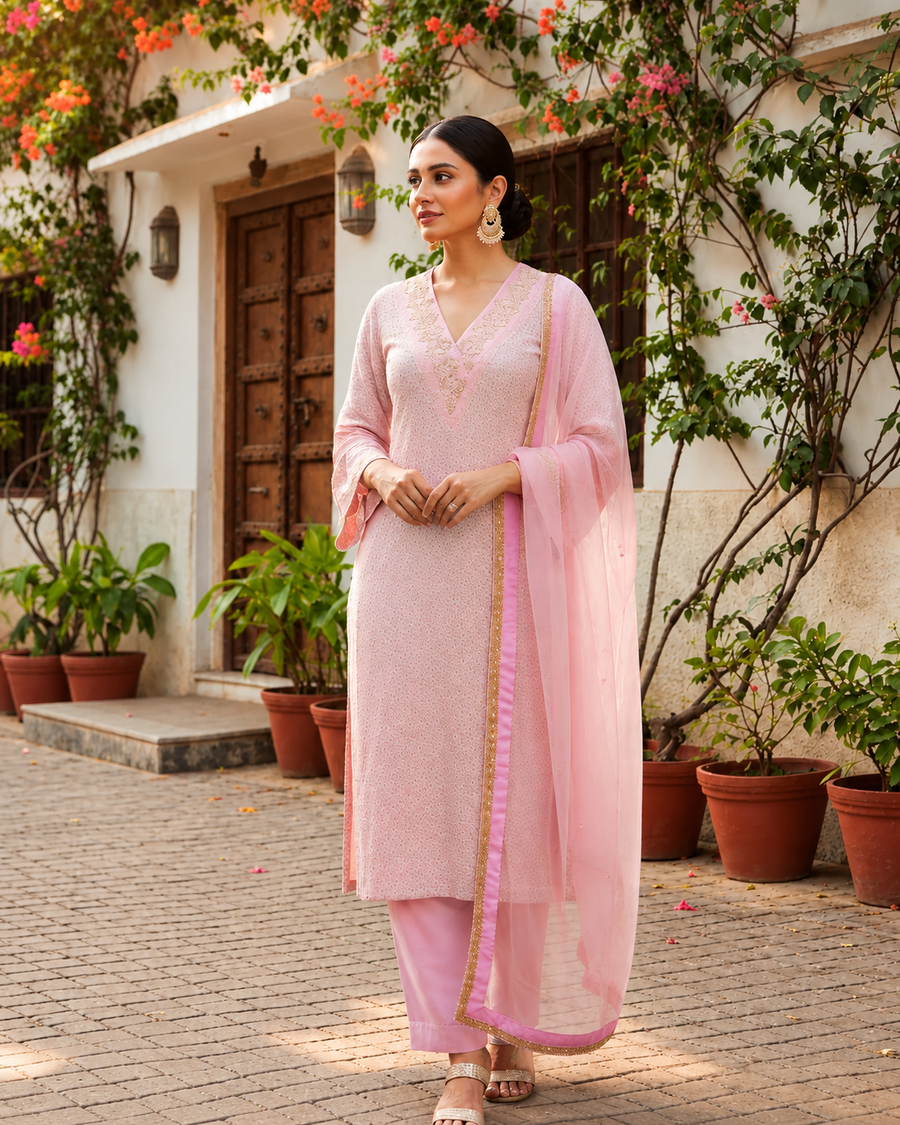 Rose Elegance Suit- Blush Pink