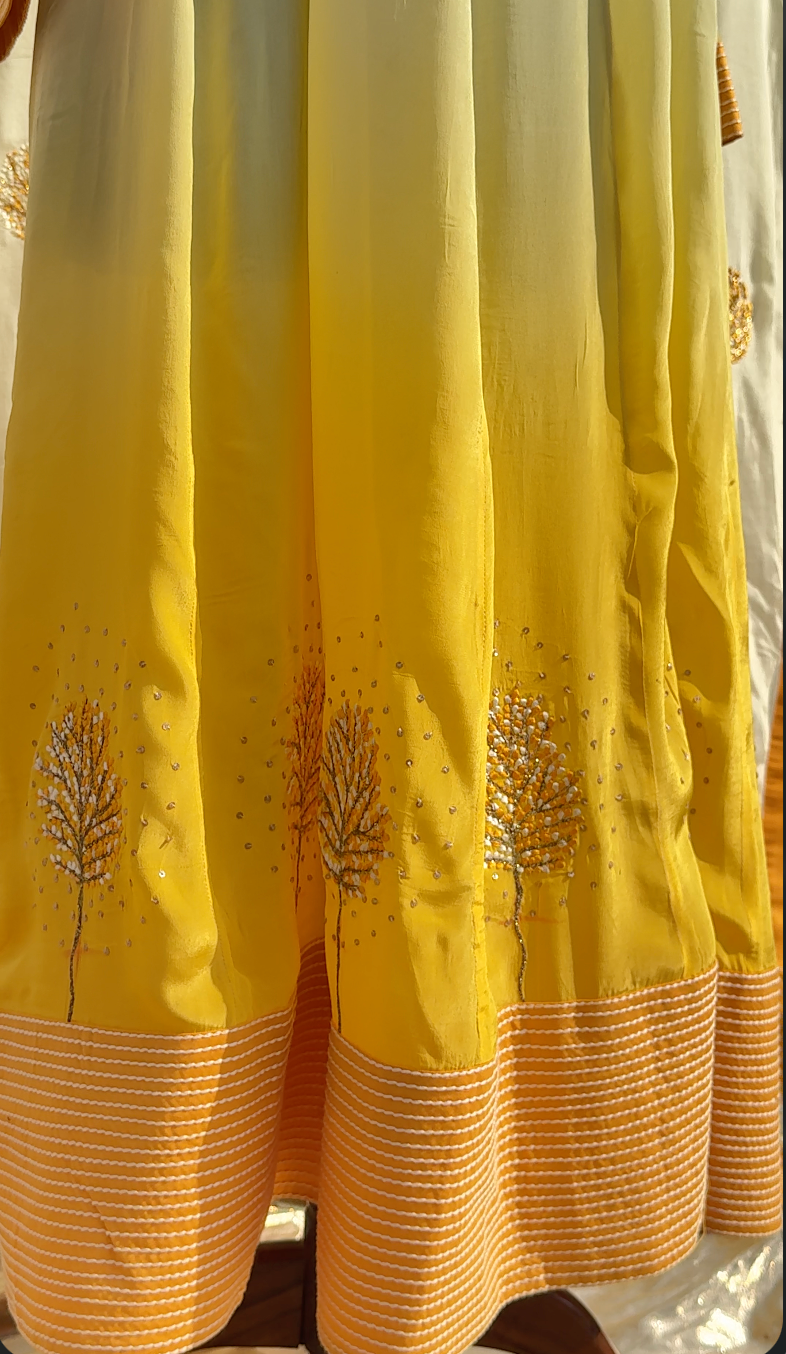 MARIGOLD MIST ANARKALI SET- YELLOW OMBRE