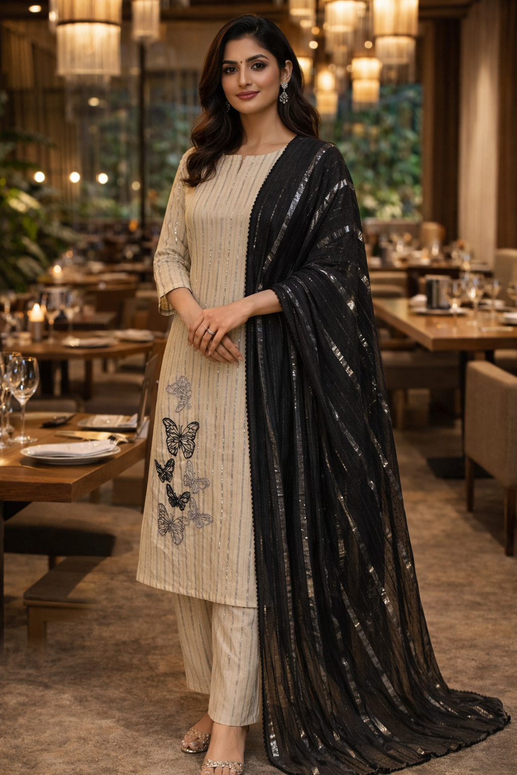Midnight Flutter Suit Set Ivory Grey