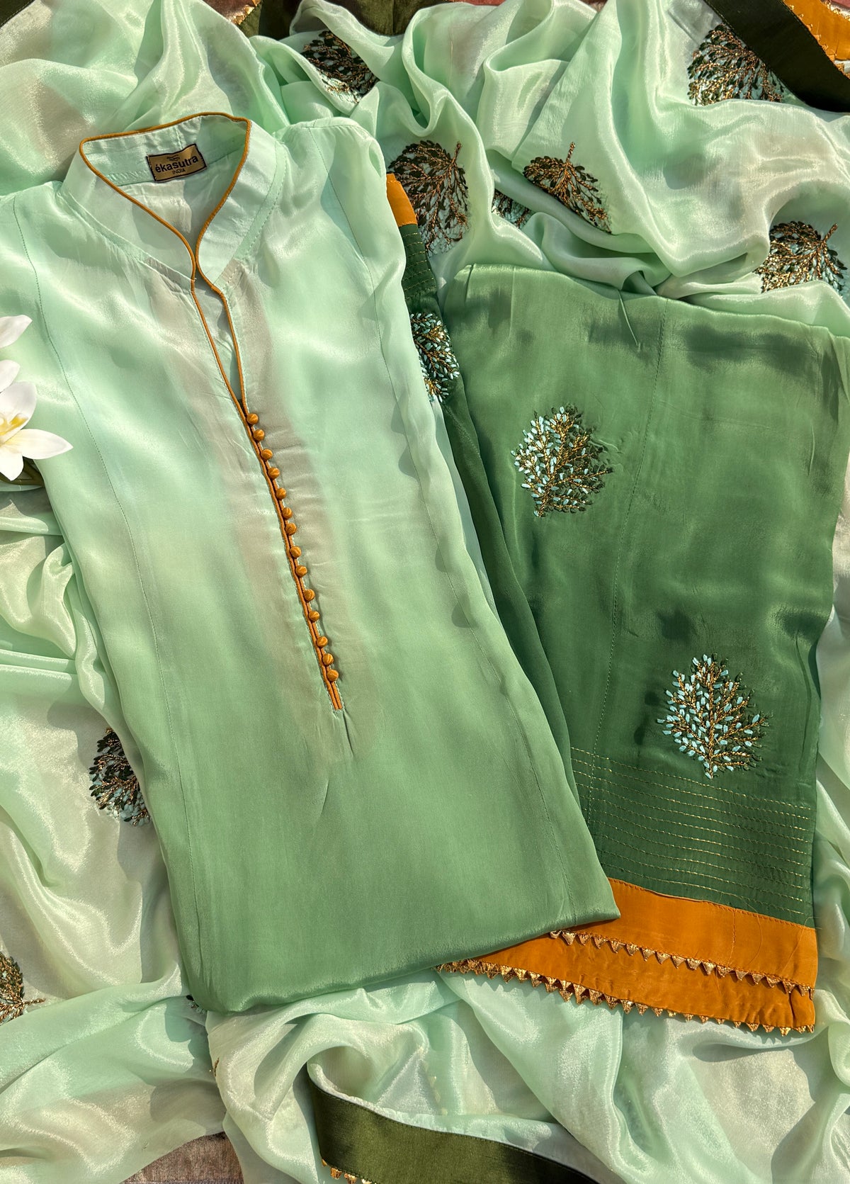 MINT MEADOW SUIT SET- MINT GREEN & MUSTARD YELLOW