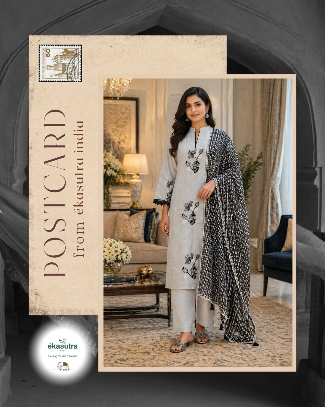 Monochrome Bloom Suit Set