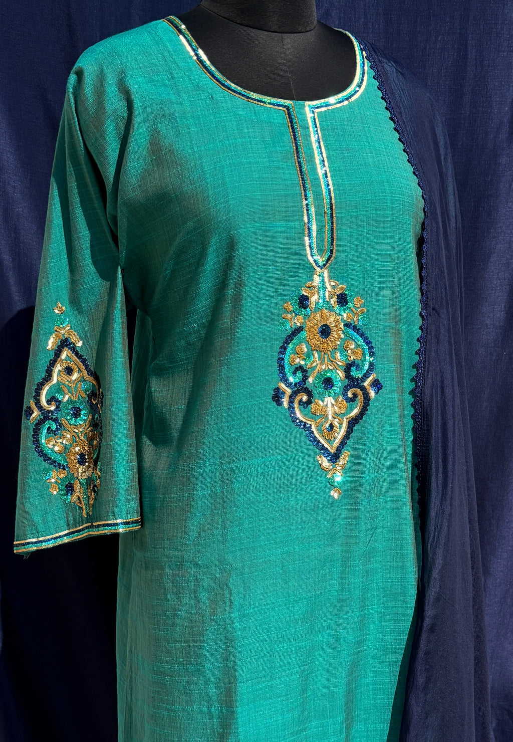 OCEAN JEWEL SUIT SET- TURQUOISE & NAVY BLUE
