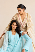 Ivory Striped Embroidered Kurta Set