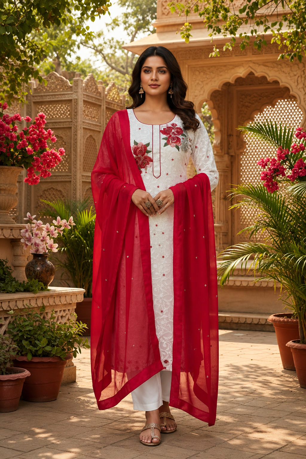 ROSE WHISPER SUIT- FUCHSIA PINK & IVORY