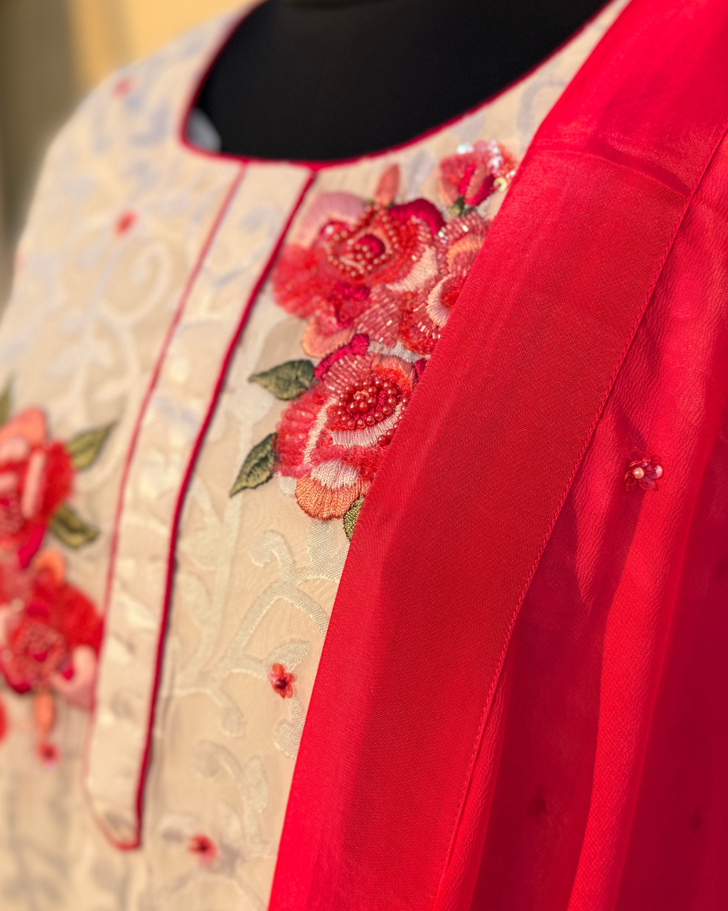 ROSE WHISPER SUIT- FUCHSIA PINK & IVORY