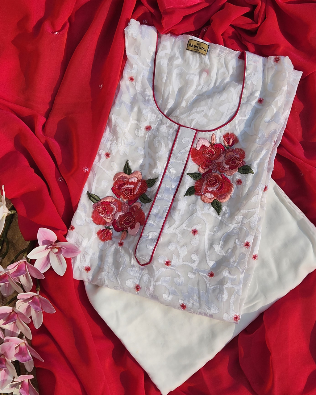 ROSE WHISPER SUIT- FUCHSIA PINK & IVORY