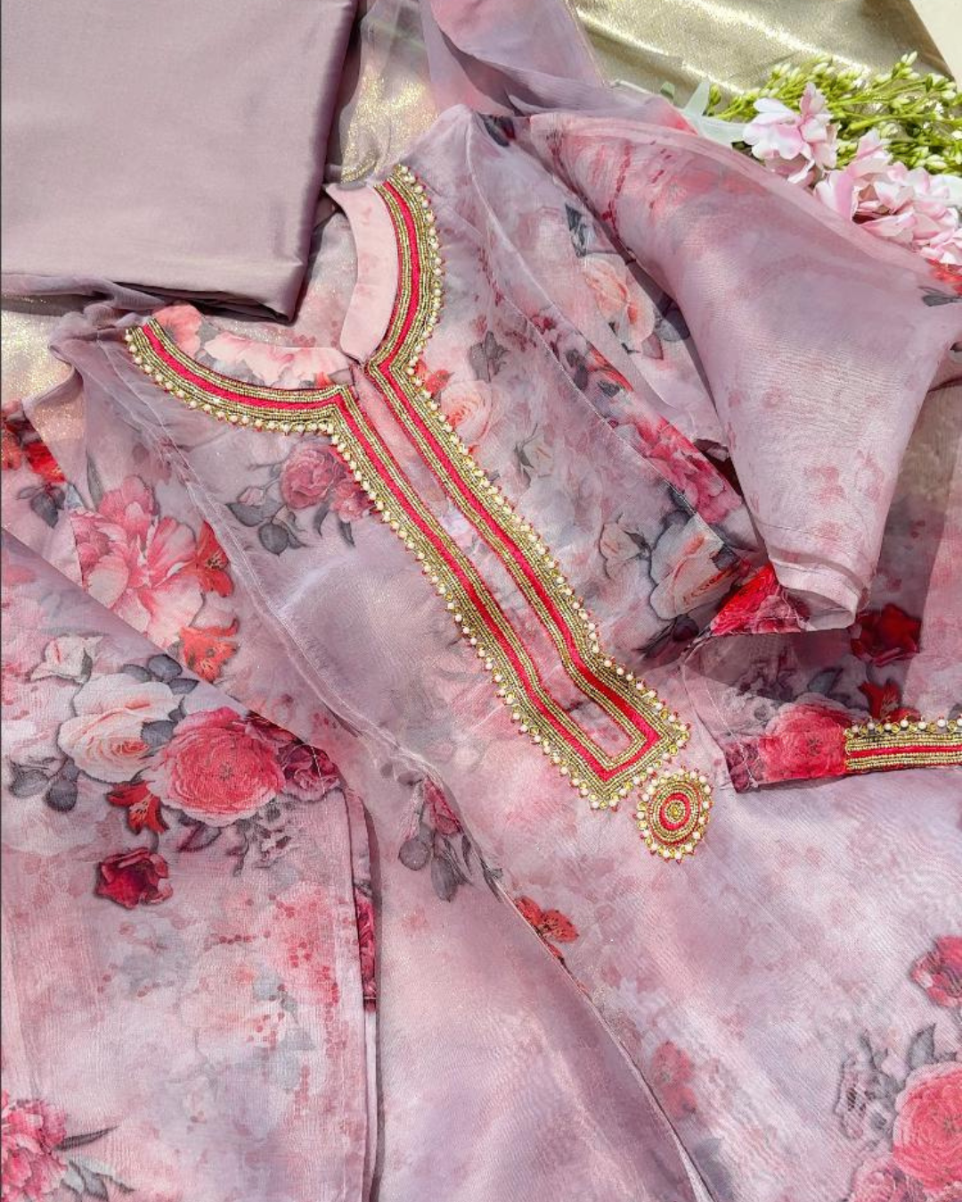 ROSEWATER FLORAL SUIT- MAUVE