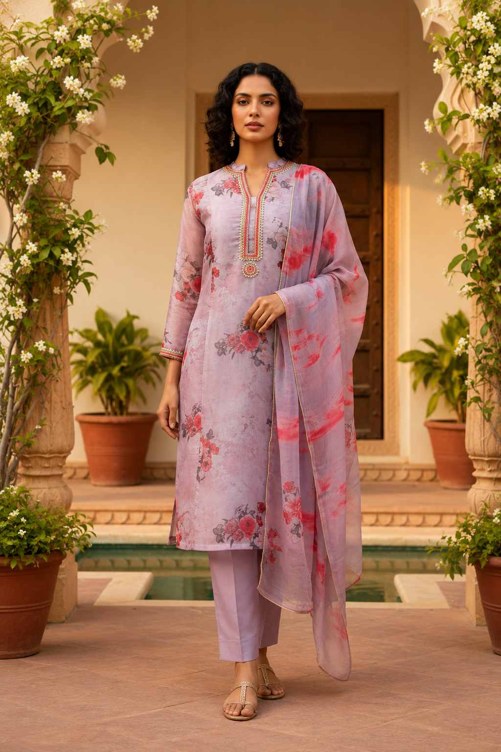 ROSEWATER FLORAL SUIT- MAUVE