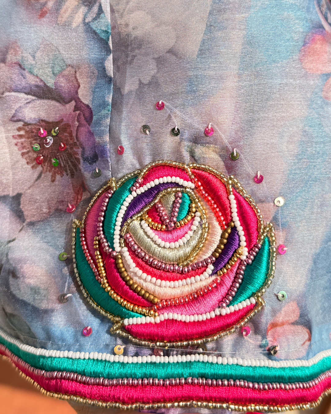 The Rosette Statement Suit Powder Blue Floral