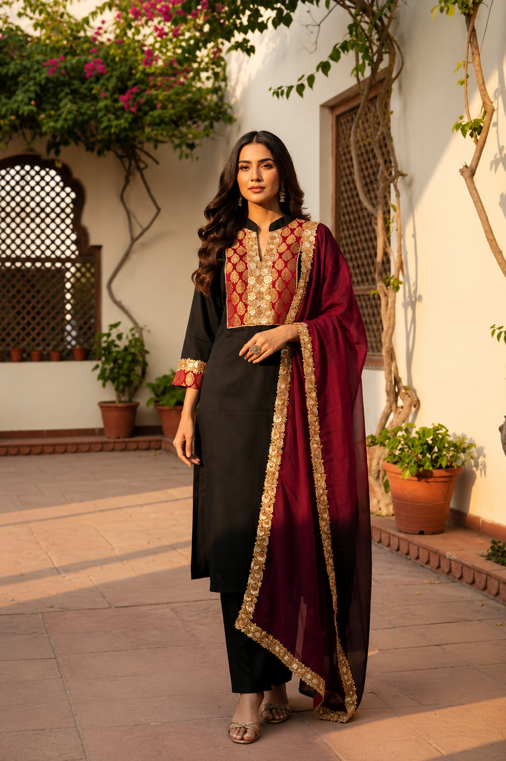 Velare Cotton Suit Set - Black