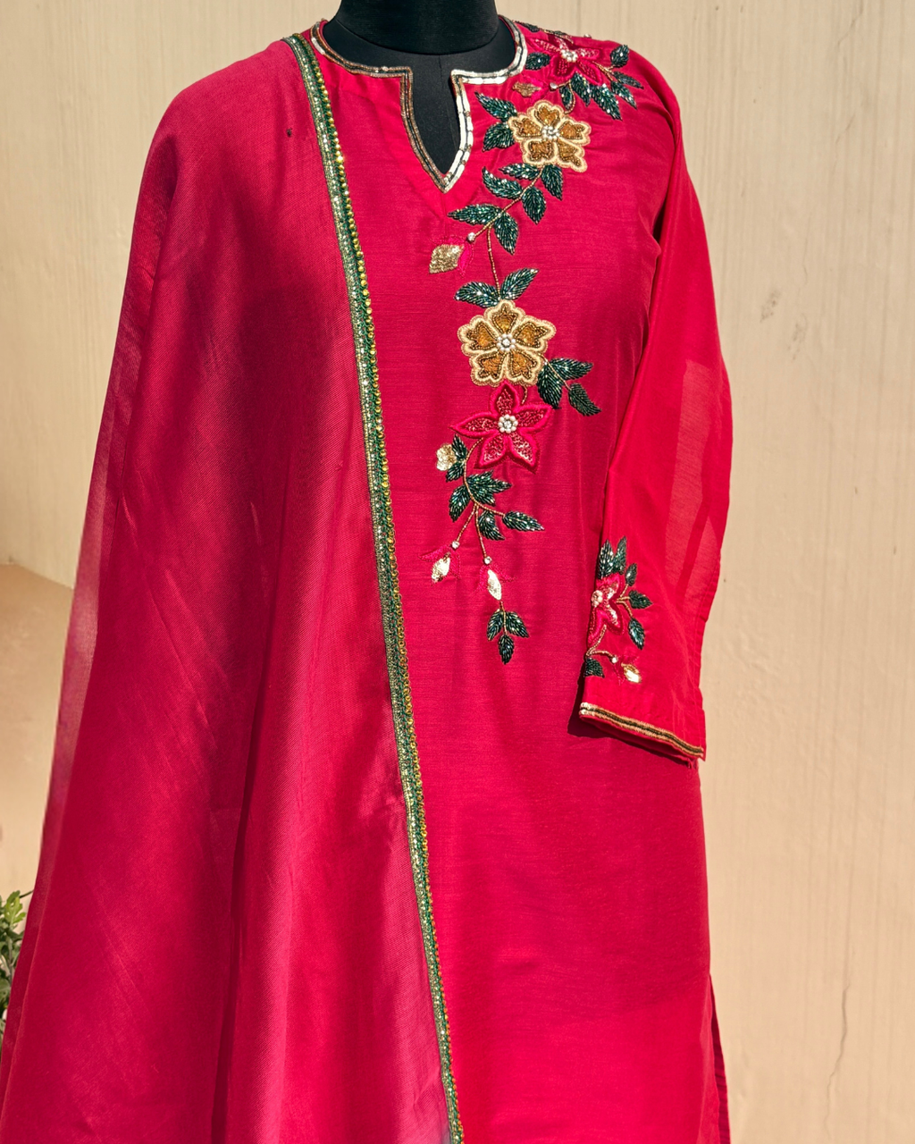 Zeenat Blossom Suit - Rani Pink