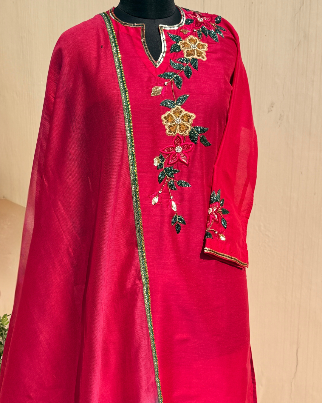 Zeenat Blossom Suit - Rani Pink
