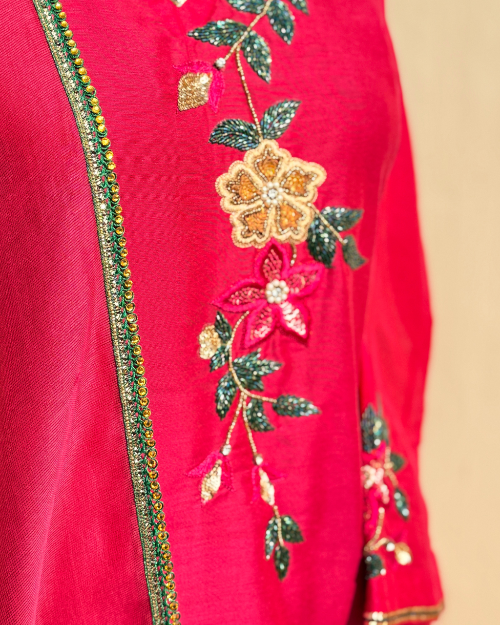 Zeenat Blossom Suit - Rani Pink