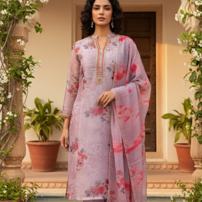 ROSEWATER FLORAL SUIT- MAUVE